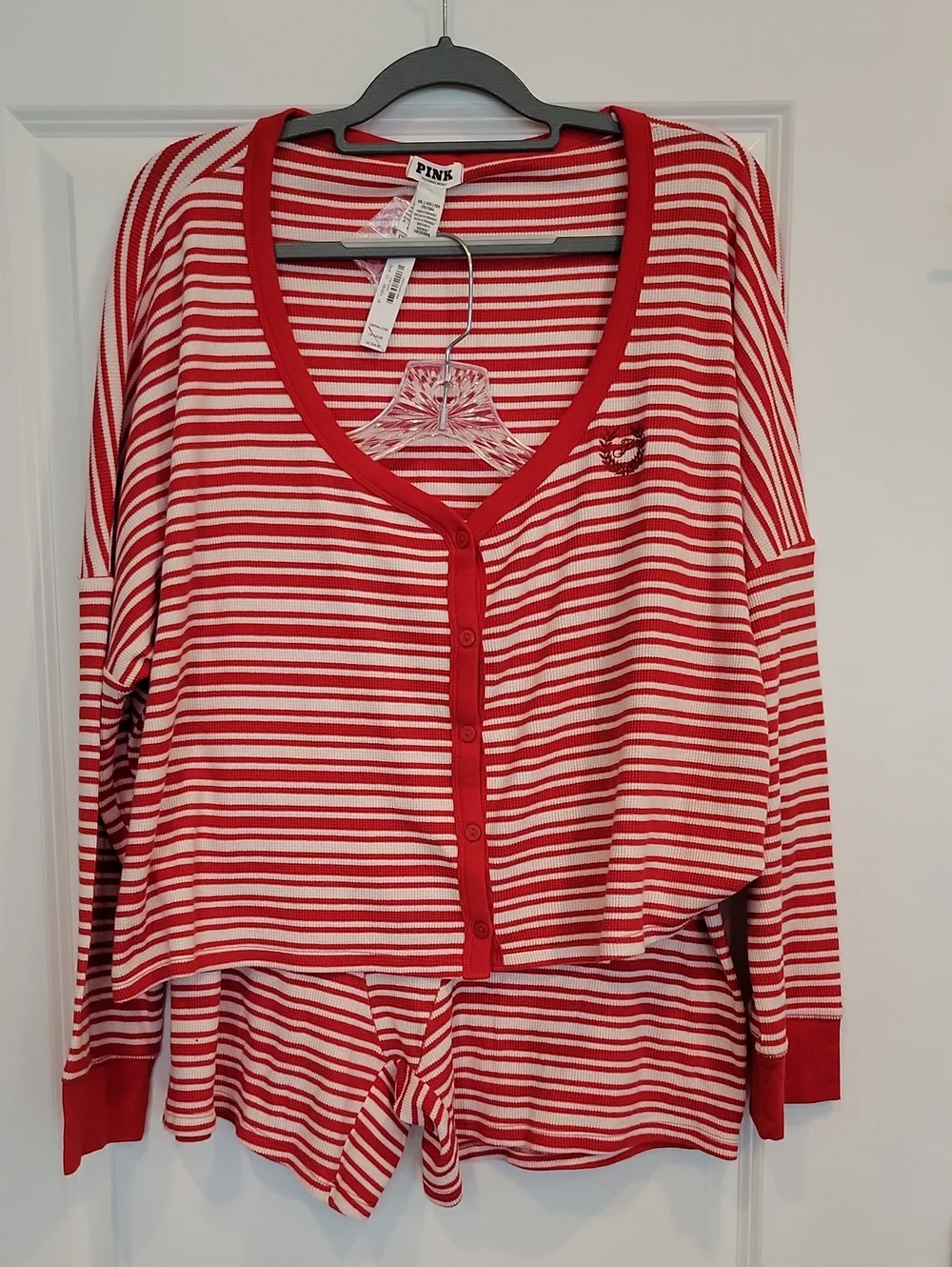 PINK Victoria's Secret 2 Piece Thermal Pajama Set Shorts/Top XXL NWT